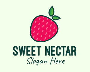 Red Organic Strawberry logo design