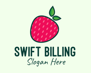 Red Organic Strawberry logo design