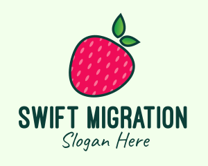 Red Organic Strawberry logo design