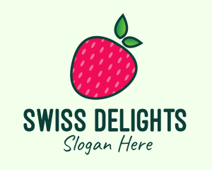 Red Organic Strawberry logo design