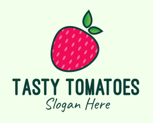 Red Organic Strawberry logo design