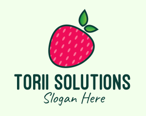 Red Organic Strawberry logo design