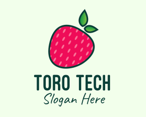 Red Organic Strawberry logo design