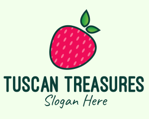 Red Organic Strawberry logo design