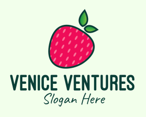 Red Organic Strawberry logo design