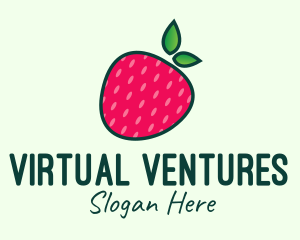 Red Organic Strawberry logo design