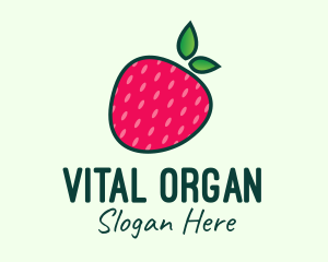 Red Organic Strawberry logo design