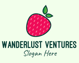 Red Organic Strawberry logo design