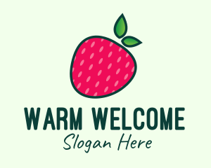 Red Organic Strawberry logo design