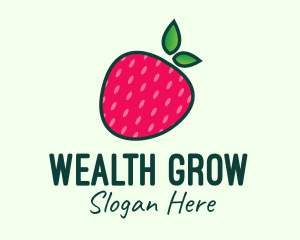 Red Organic Strawberry logo design