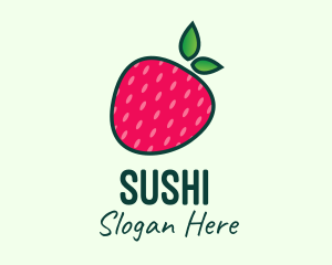 Red Organic Strawberry logo design