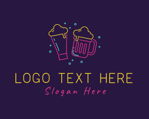 Craft Beer - Neon Beer Drinking Bar logo design