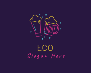 Neon Beer Drinking Bar Logo