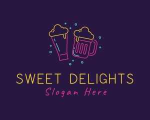 Neon Beer Drinking Bar Logo