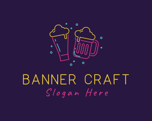 Neon Beer Drinking Bar logo design