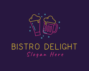 Neon Beer Drinking Bar logo design