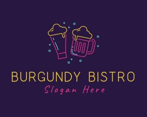 Neon Beer Drinking Bar logo design