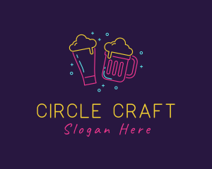 Neon Beer Drinking Bar logo design