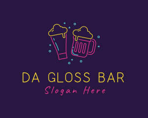 Neon Beer Drinking Bar logo design