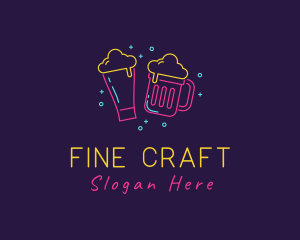 Neon Beer Drinking Bar logo design