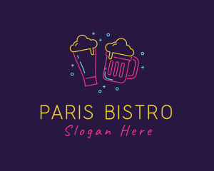 Neon Beer Drinking Bar logo design