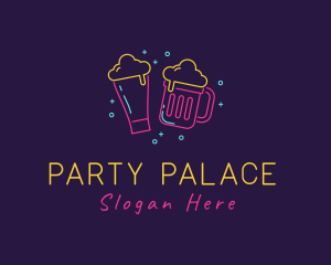 Neon Beer Drinking Bar logo design