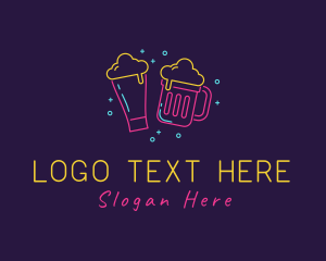 Pint - Neon Beer Drinking Bar logo design