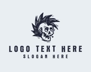 Record - Rustic Punk Skull logo design
