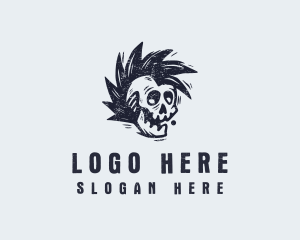 Gang - Rustic Punk Skull logo design
