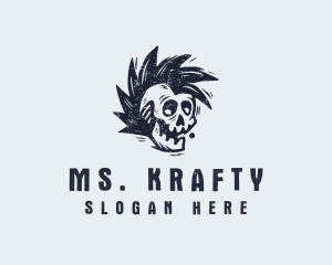 Spooky - Rustic Punk Skull logo design