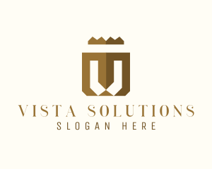 Crown Firm Letter V logo design