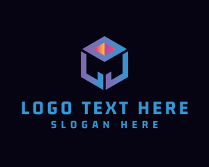 Gradient - Cube Letter M logo design