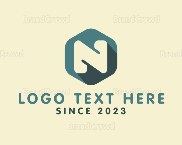 Tech Hexagon Letter N Logo