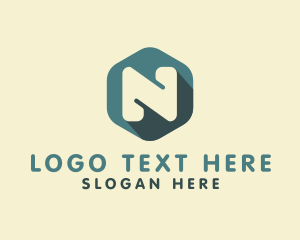 Tech Hexagon Letter N Logo