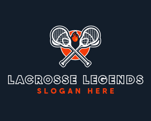 Lacrosse Stick Fire logo design