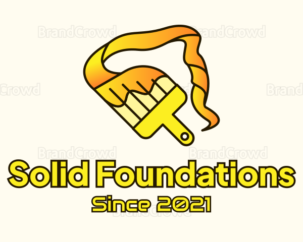 Golden Paint Brush Logo