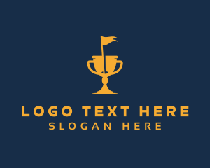 Golden - Gold Golf Trophy logo design
