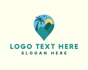 Palm Tree - Outdoor Tropical Mountain Destination logo design