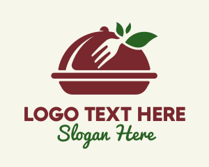 Plant Based - Fork Vegan Food Cloche logo design