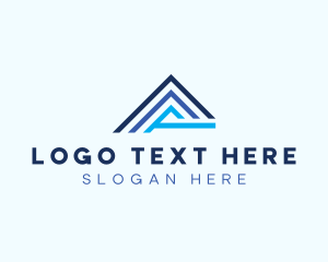 Land Developer - Blue Line Letter A logo design