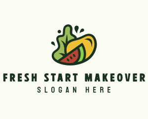 Vegan Grocery Fruit logo design