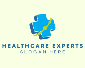 3D Cross Orbit Healthcare logo design