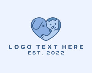 Pet Grooming - Animal Pet Care Heart logo design