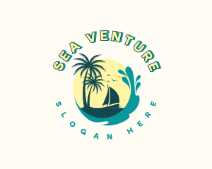 Beach Boat Wave logo design