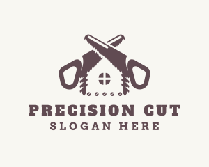 Handsaw - Woodworking House Handsaw logo design