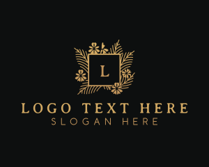 Gold - Floral Wreath Frame Decor logo design