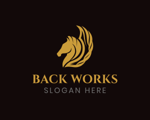 Horse Pegasus Wings logo design