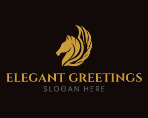 Horse Pegasus Wings logo design