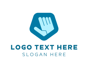 Stop - Blue Pentagon Hand logo design