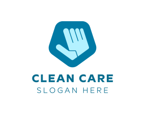 Hygienic - Blue Pentagon Hand logo design